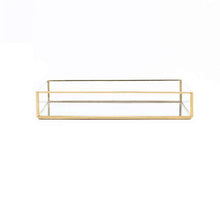 Load image into Gallery viewer, Nordic Retro Storage Tray Gold Rectangle Glass Makeup Organizer Tray Dessert Plate Jewelry Display Home Kitchen Decor
