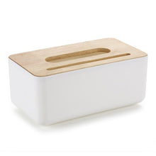 Load image into Gallery viewer, Home Kitchen Wooden cover Plastic Tissue Box Solid Wood Napkin Holder Case Simple Stylish Bamboo cover Hotel storage box

